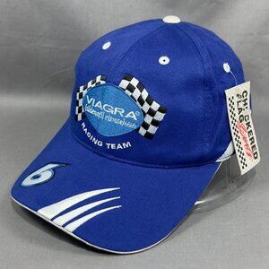 Mark Martin #6 NASCAR Strapback Hat Checkered Flag Roush Racing Blue Ford Mens